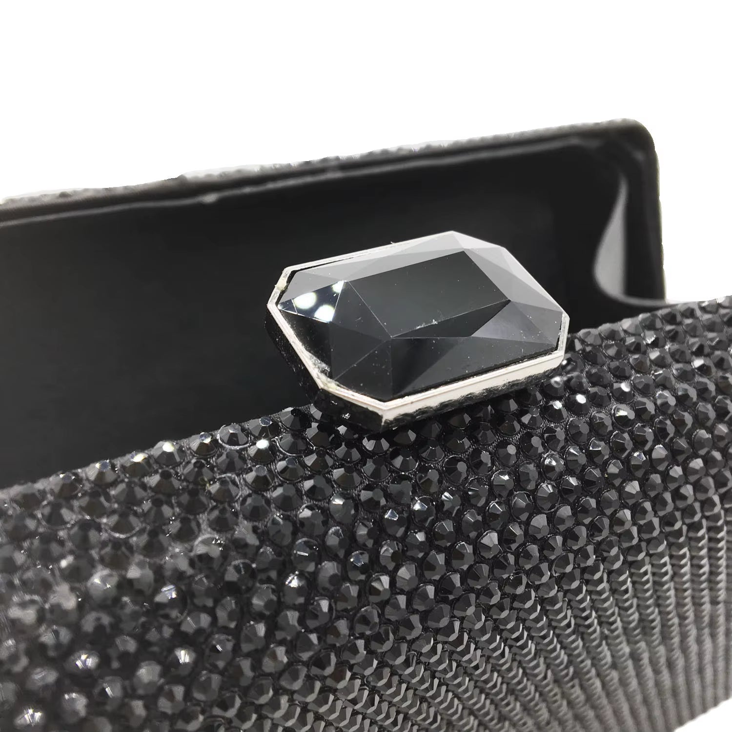 Women Black Crystal Clutch Evening Bags Wedding Bridal Rhinestone Box Handbags Party Dinner Diamond Clutch Purse