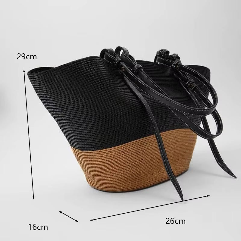 Large Capacity Beach Shopping Bags Luxury Designer Rattan Woven Shoulder Bag Women Handmade Straw Handbags Summer Travel Bag