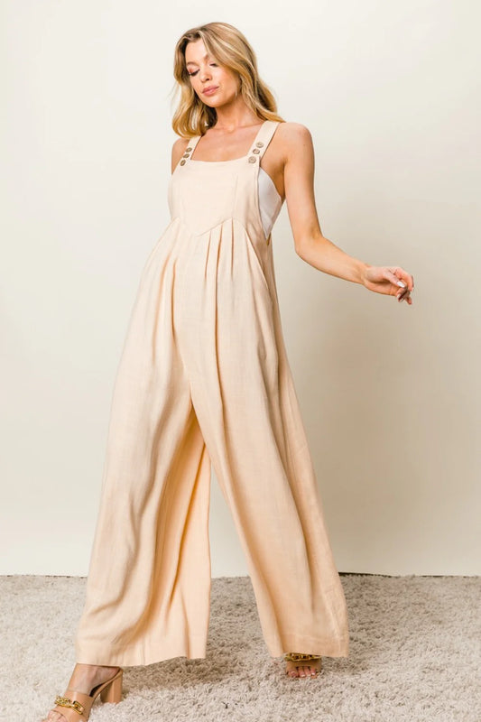 Bibi Texture Sleeveless Wide Leg Jumpsuit