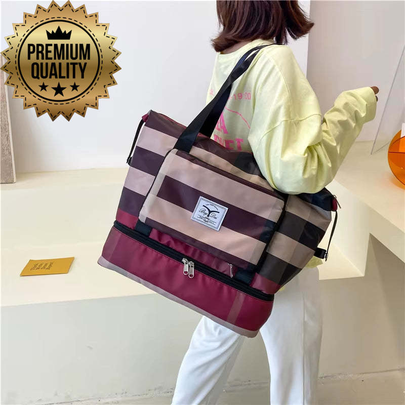 2022 New Women'S Folding Bag Travel Bag Large-Capacity Female Hand Luggage Storage Bag Dry and Wet Separation Fitness Bag