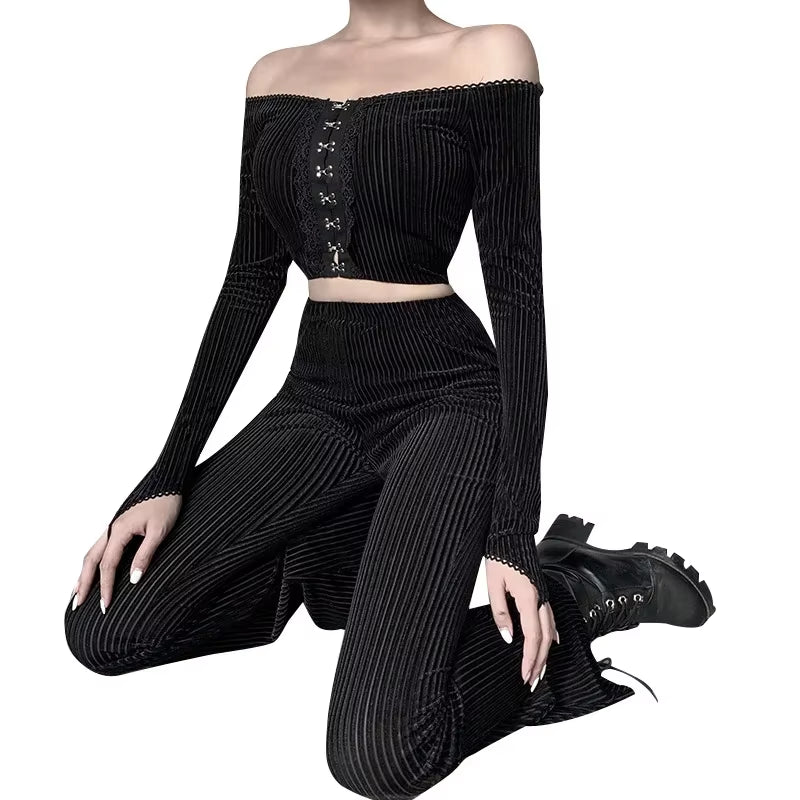 High Waist Long Pants Women Basic Black Skinny Streetwear Casual Elastic Hip Push up Flare Ruched Summer Female Pants Gothic