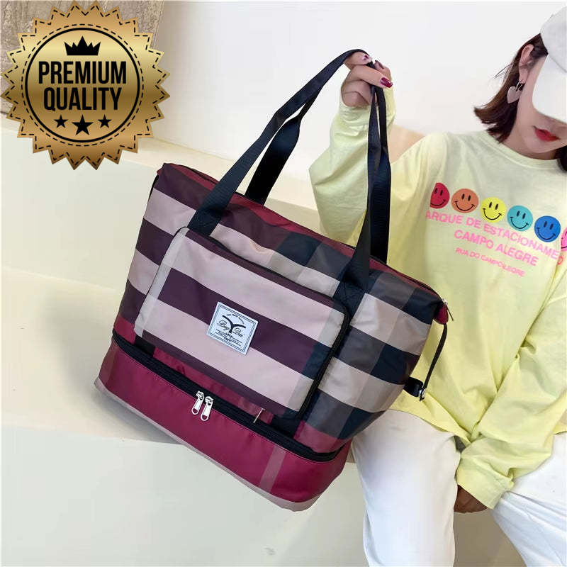 2022 New Women'S Folding Bag Travel Bag Large-Capacity Female Hand Luggage Storage Bag Dry and Wet Separation Fitness Bag