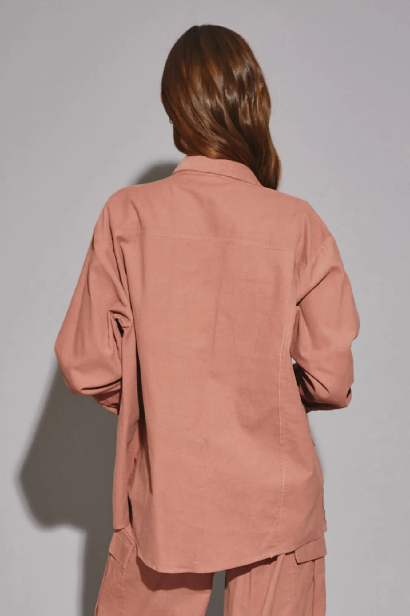 Oversize Long Sleeve Front Pocket Corduroy Shirt