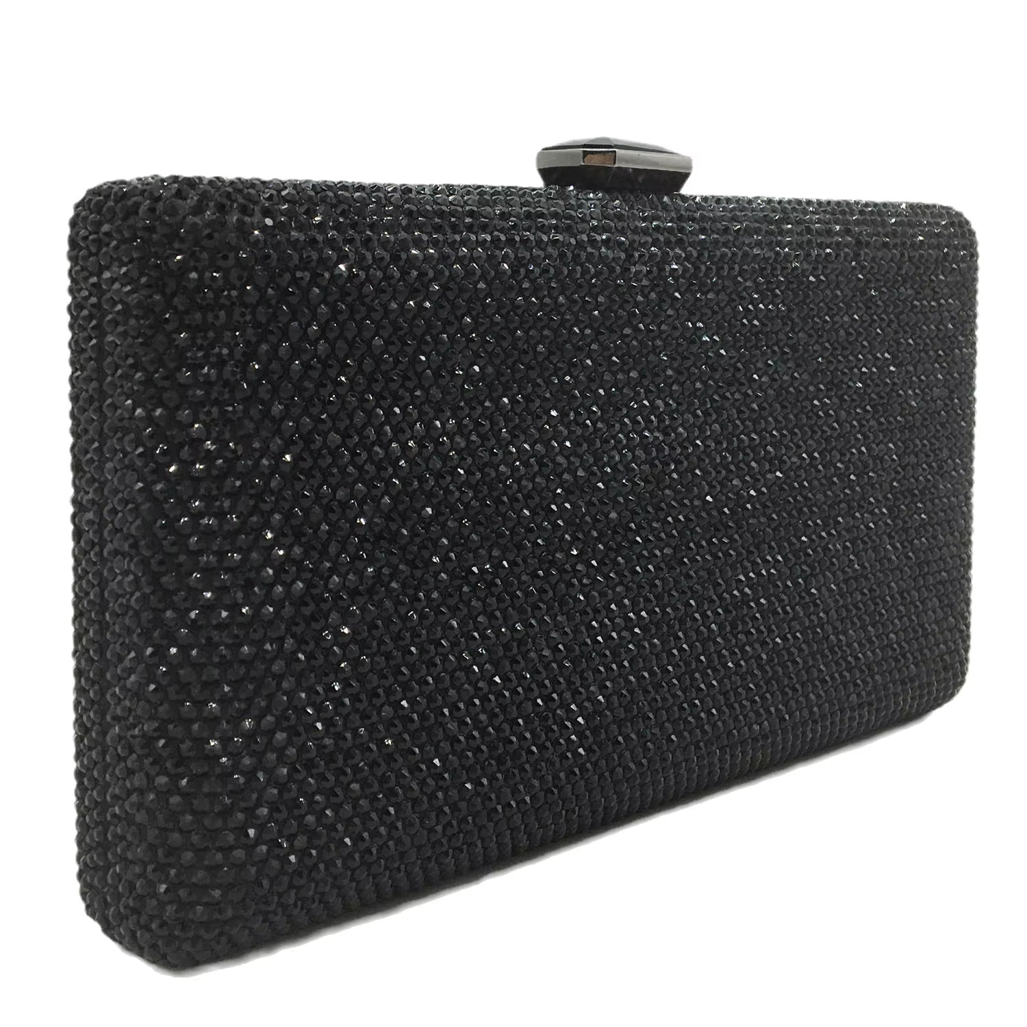 Women Black Crystal Clutch Evening Bags Wedding Bridal Rhinestone Box Handbags Party Dinner Diamond Clutch Purse